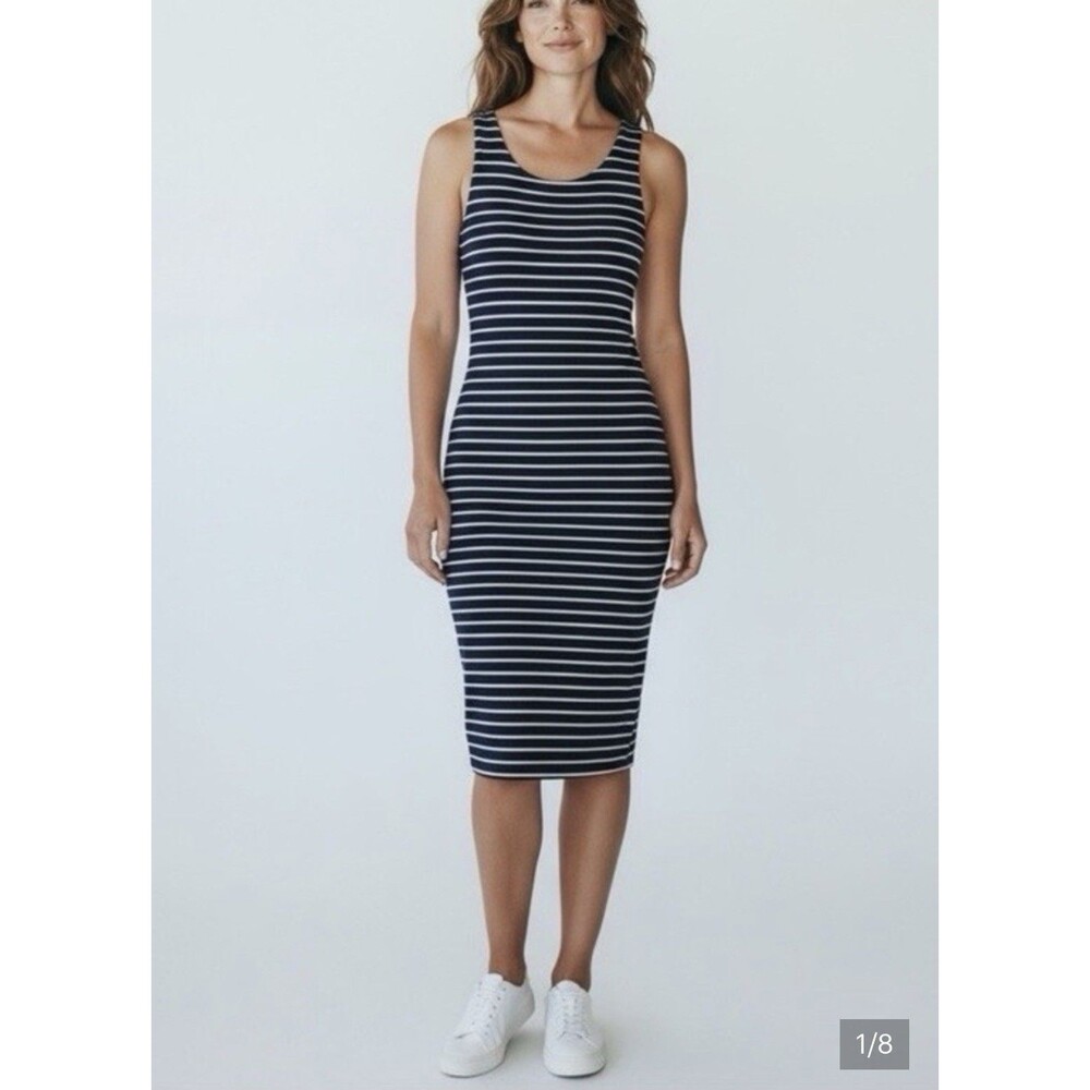 MARINE LAYER Striped Lexi Daytime Bodycon Tank Midi Dress Size M